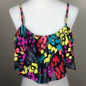 Reef Vibrant Bikini Top with Cut Outs in Overlay